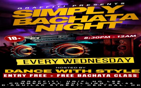 Simply Bachata Night Every Wednesday at Graffiti, Lang Kwai Fong. Entry Free With Free Bachata Class
